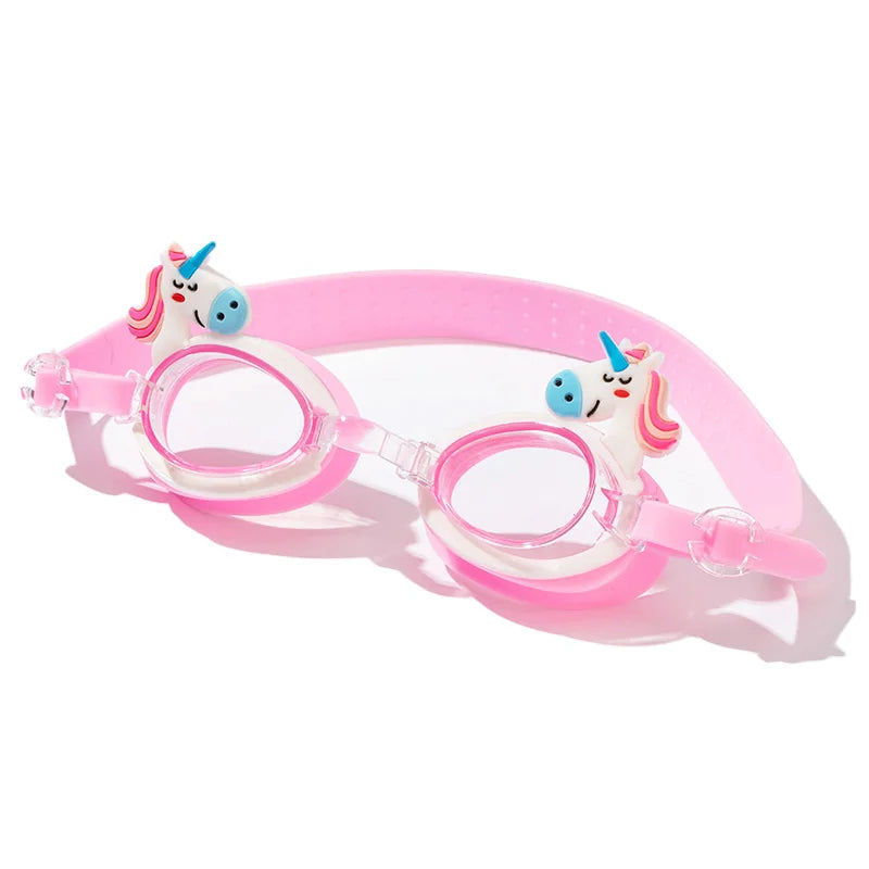 Cartoon Colorful Pony Children's Swimming Goggles Waterproof Anti Fog Adjustable Glasses
