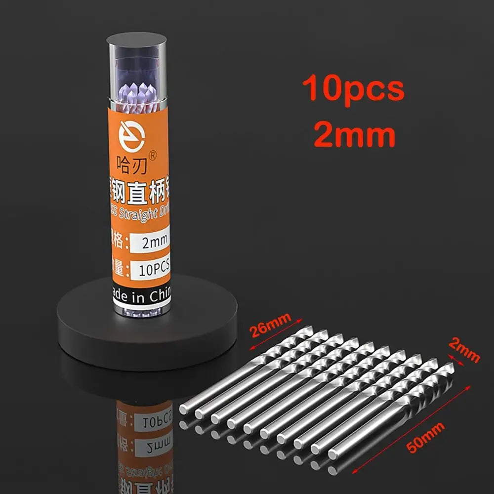10pcs 0.5-3.0mm HSS Twist Drill Bit Set For Dremel Rotary Tool Straight Shank Mini Drill Bit Set High Speed Steel Hole Cutter