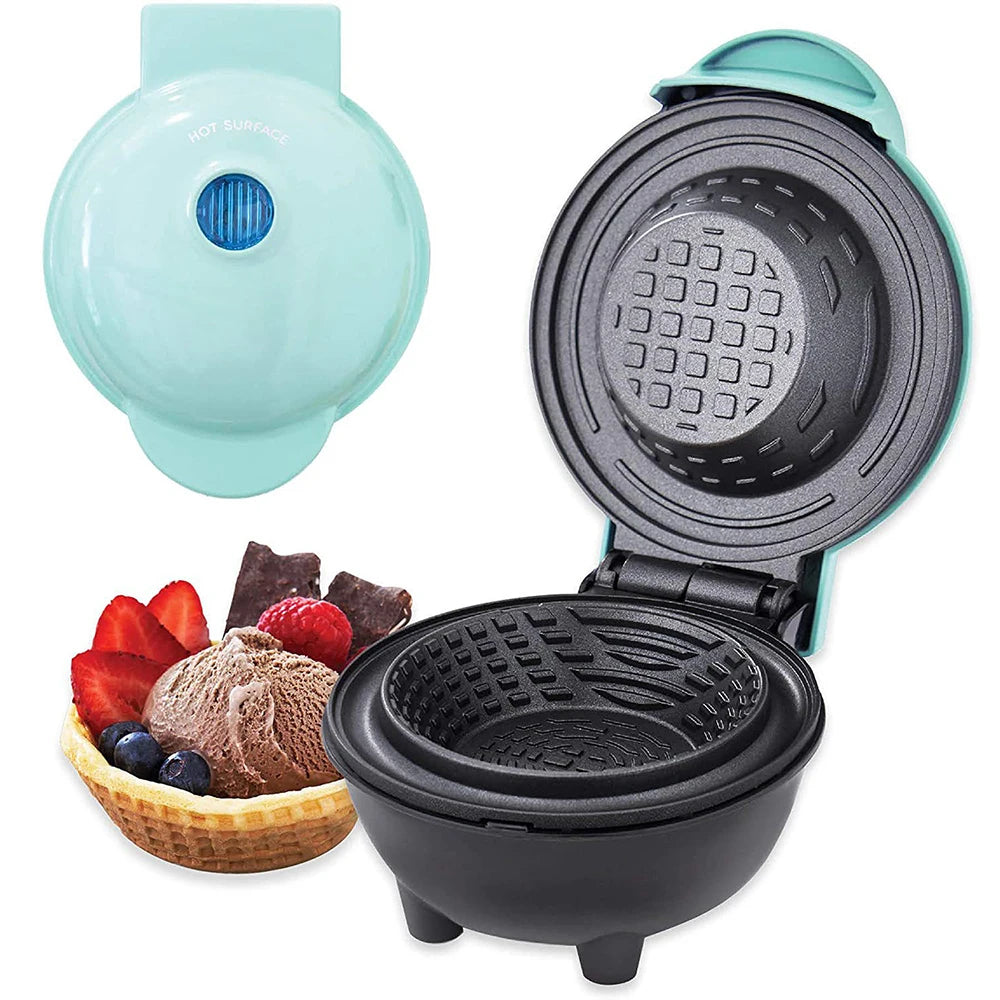 Mini Waffle Bowl Maker – 4-in-1 Breakfast Machine for Waffles, Egg Tarts, Ice Cream Bowls & Egg Rolls