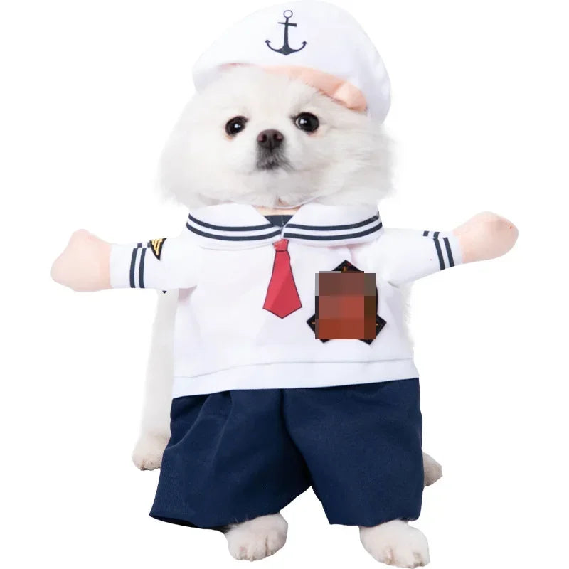 3-Piece Halloween Dog Cosplay Costume Set with Wig Hat & Prop
