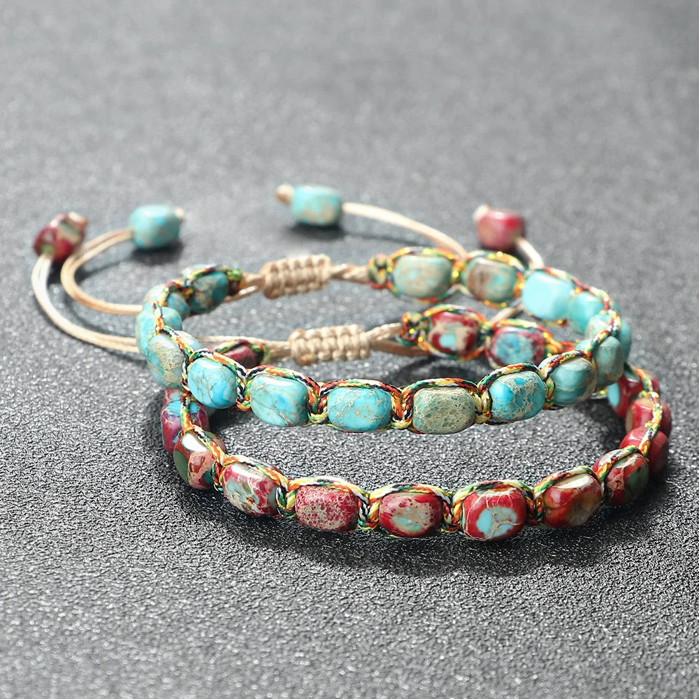 Imperial Stone Beaded Bracelet – Handmade Braided Friendship Jewelry for Women & Men