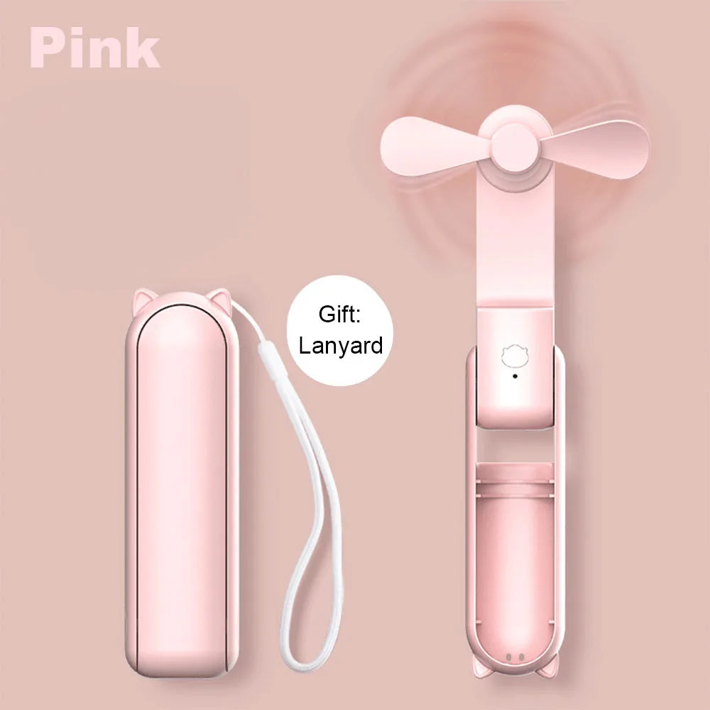 Mini Portable Rechargeable Handheld Fan with Power Bank