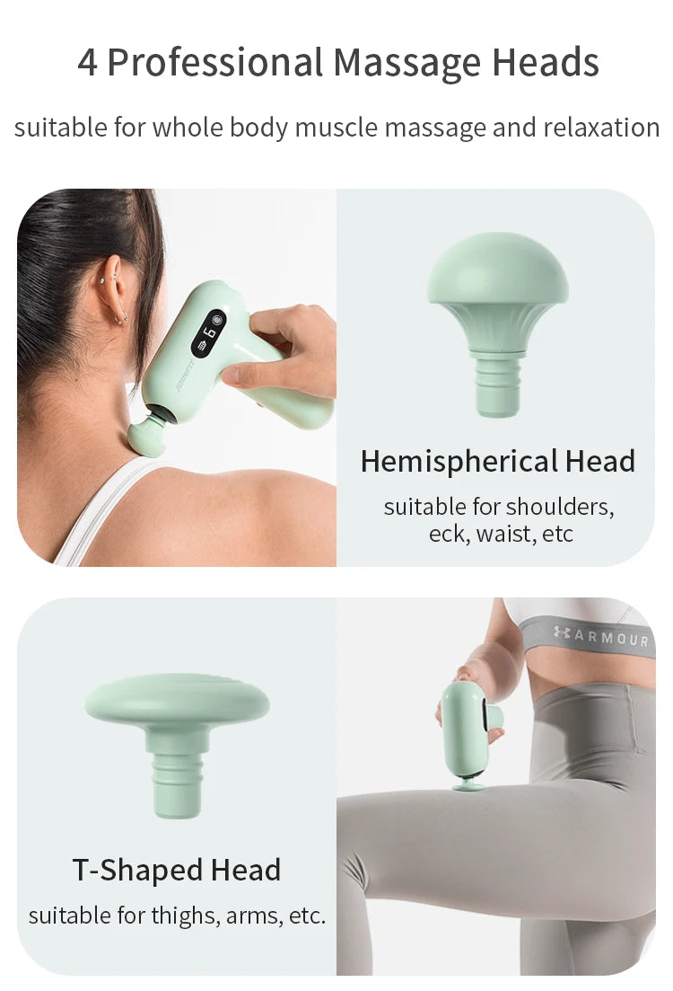 Deep Tissue Percussion Massage Gun — 6-Speed with 4 Massage Heads