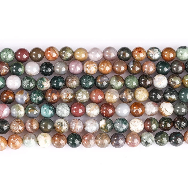 Natural Stone Beads Indian Agate Stone Round Ball Loose Beads 4 6 8 10 12MM for Jewelry Making Necklace DIY Bracelets Accessory