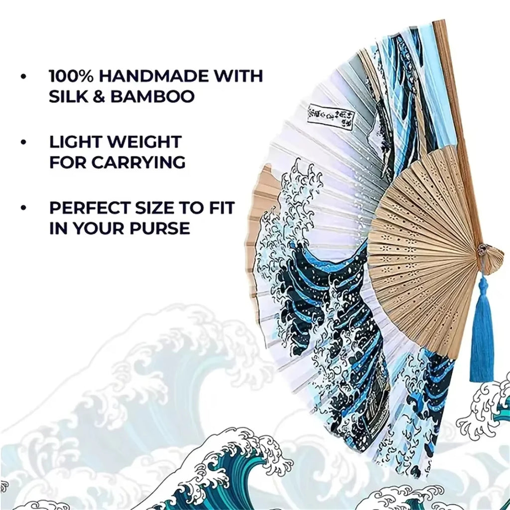 Handheld Folding Ancient Style Fan with Tassel
