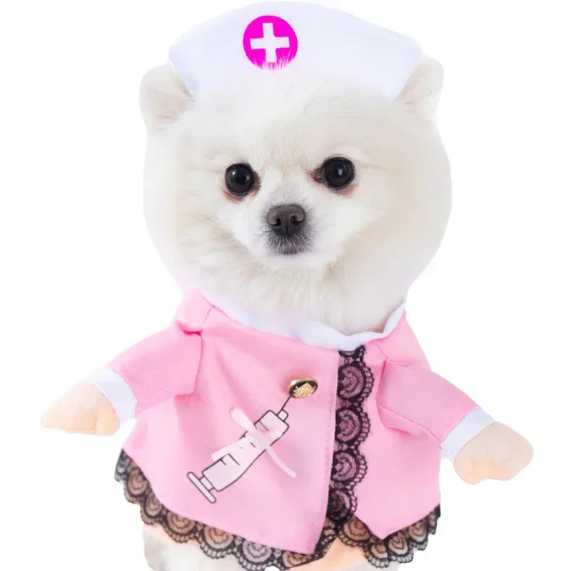3-Piece Halloween Dog Cosplay Costume Set with Wig Hat & Prop
