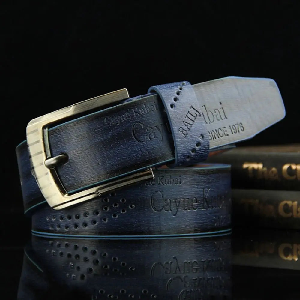 Men's Classic PU Leather Belt with Alloy Buckle