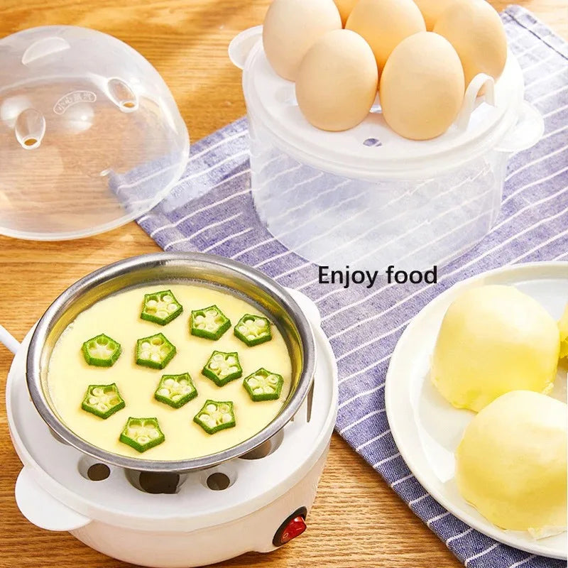 Electric Egg Cooker & Steamer | Single or Double Layer | 360° Rapid Steam | Mini Breakfast Machine