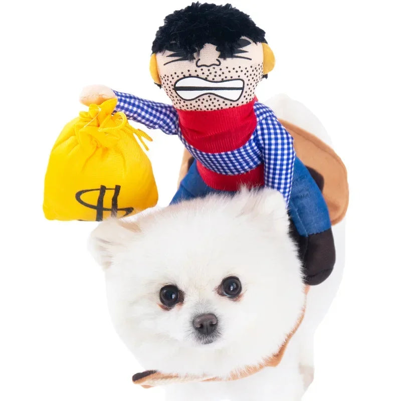 3-Piece Halloween Dog Cosplay Costume Set with Wig Hat & Prop