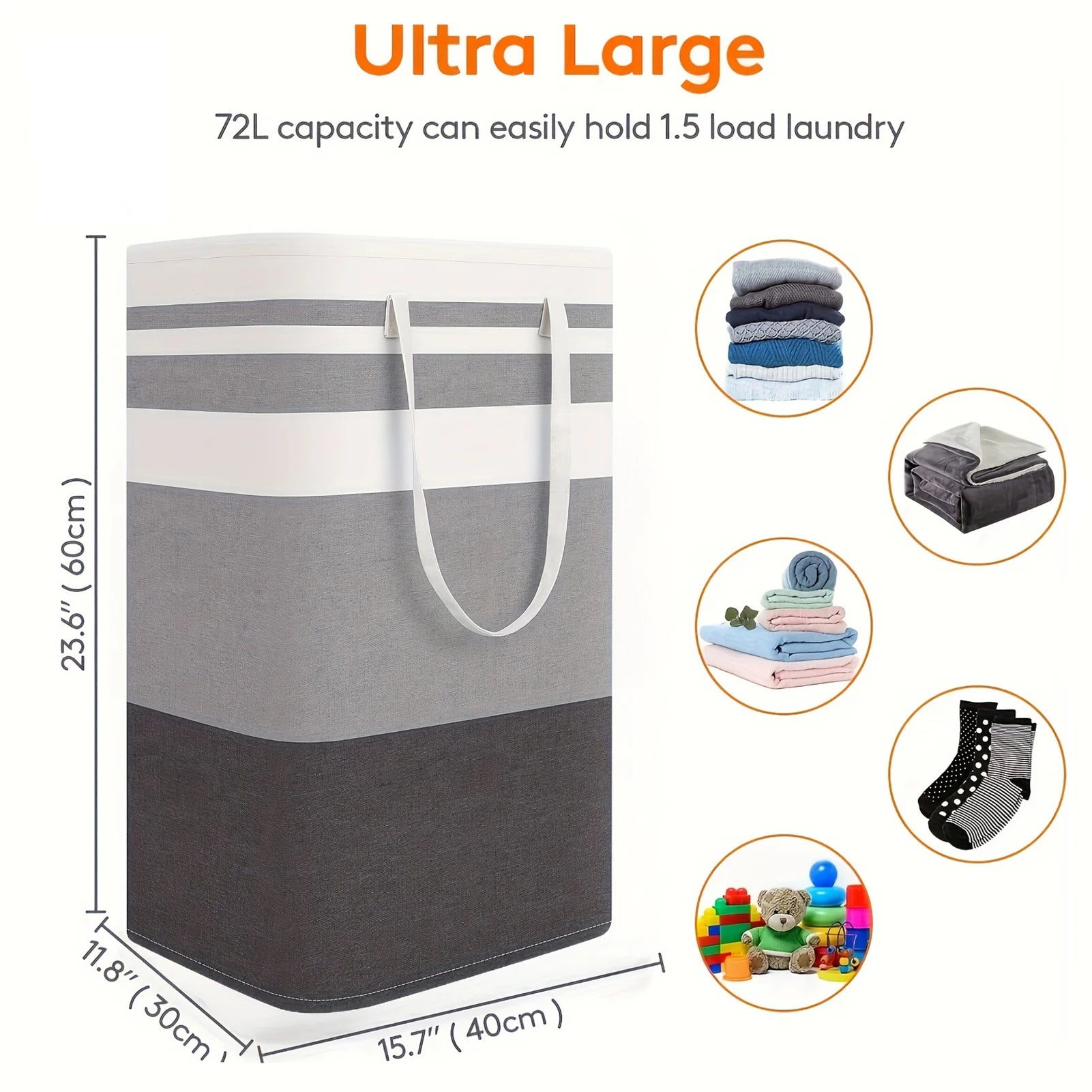 75L Collapsible Laundry Hamper with Handles