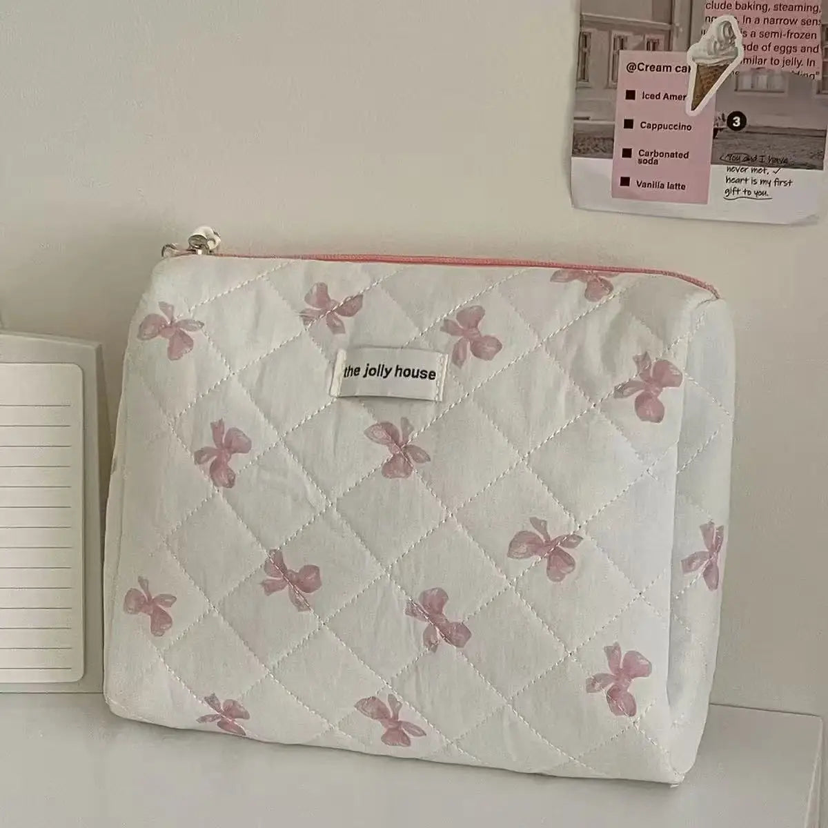 Large Capacity Bow Print Makeup Bag