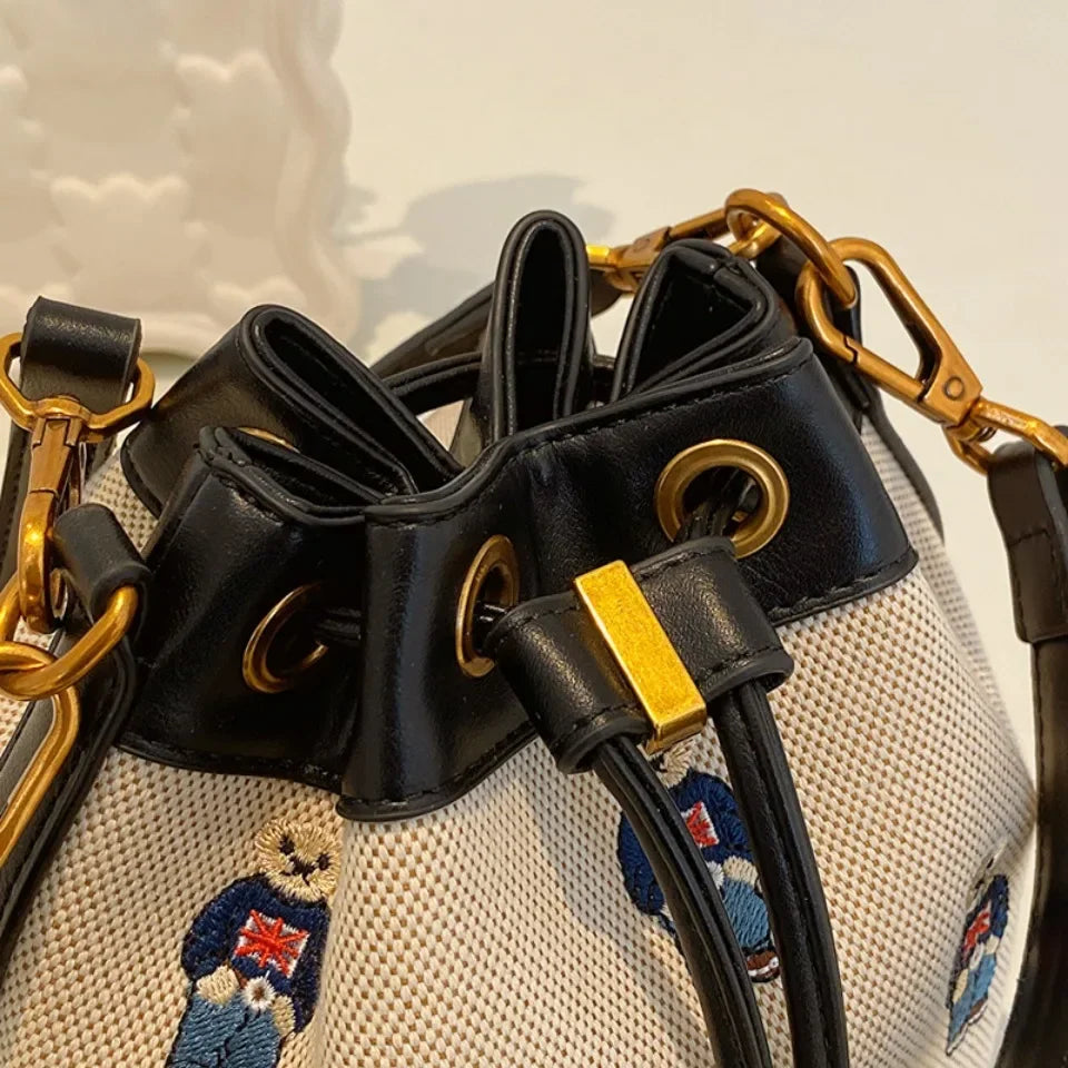 Women's Drawstring Bucket Crossbody Bag