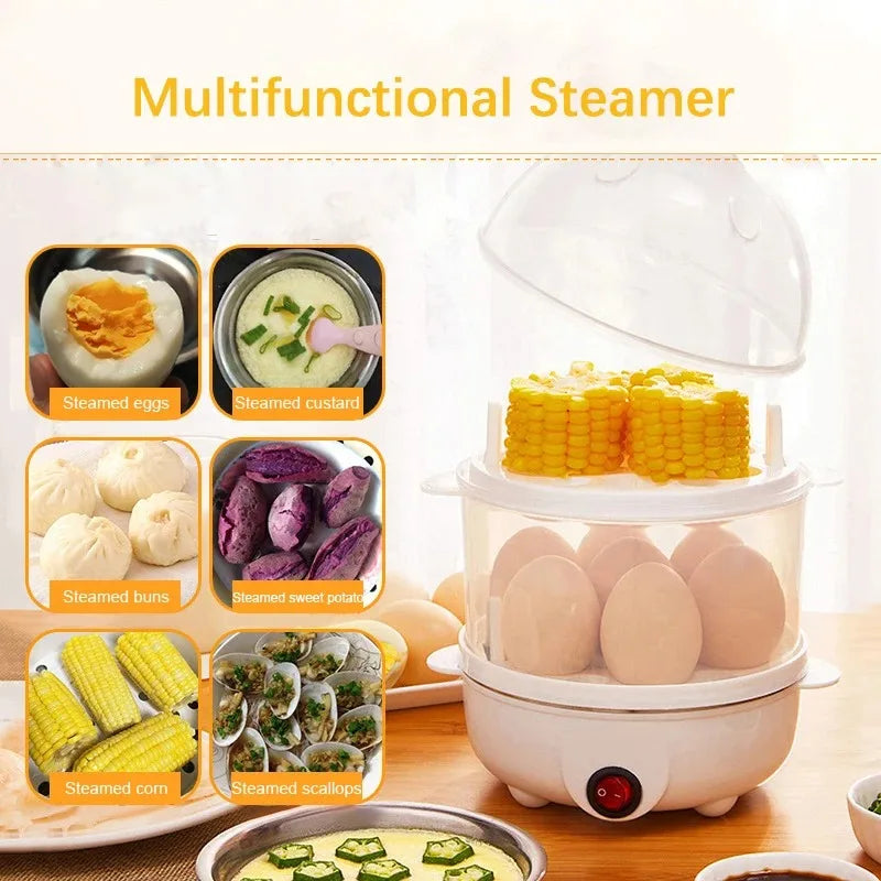 Electric Egg Cooker & Steamer | Single or Double Layer | 360° Rapid Steam | Mini Breakfast Machine