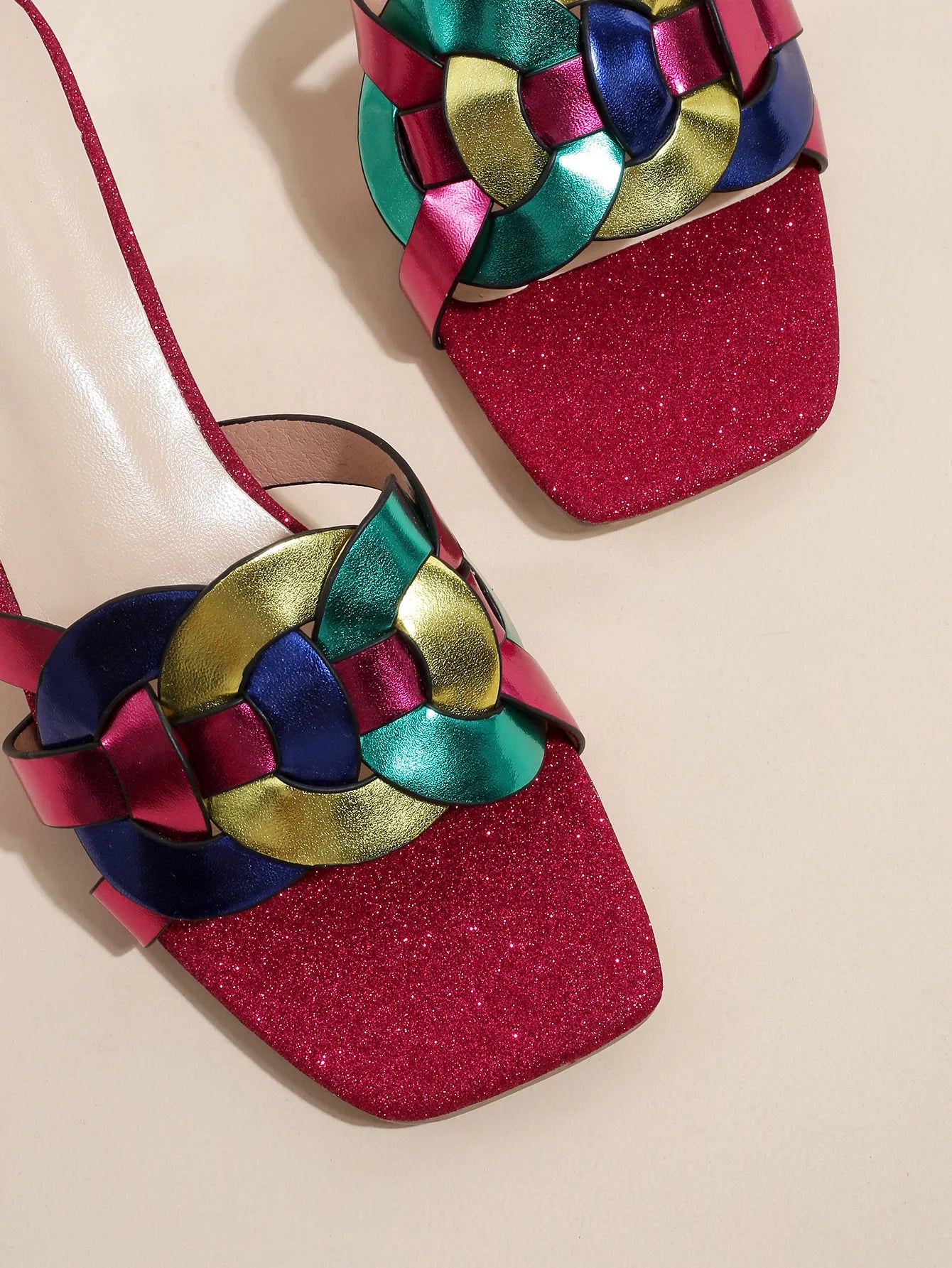 Women's Square Toe Mid-Heel Strappy Sandals