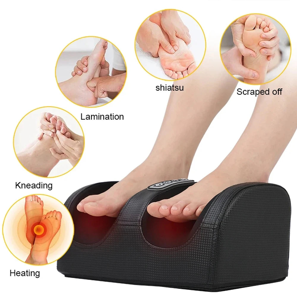 Electric Shiatsu Foot & Calf Massager with Heat | 12-Ball Kneading Relief