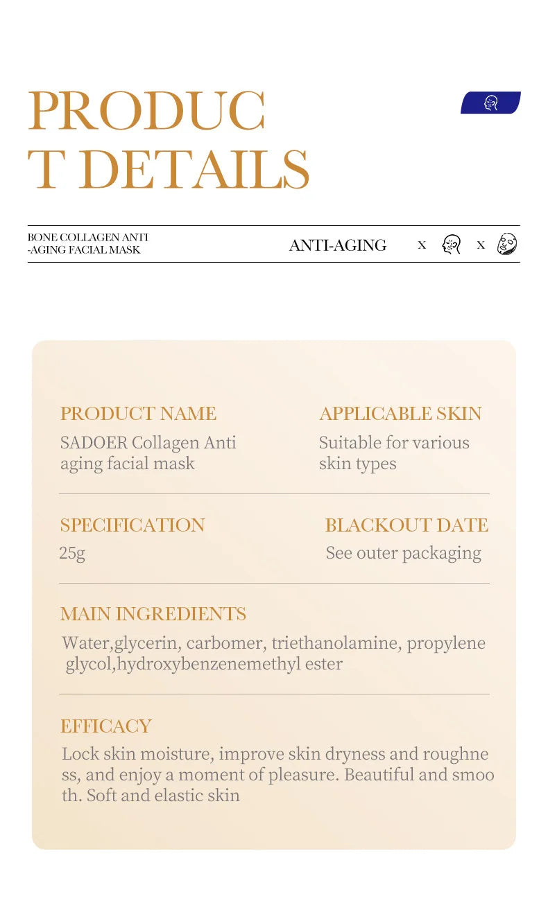 SADOER 20-Piece Snail Collagen & Hyaluronic Acid Sheet Mask Set - Korean Skincare