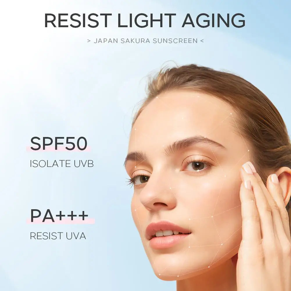 Sakura Sunscreen Cream SPF50 Moisturizing UV Protect Face Body Sunscreen Isolation Lotion Oil Control Reduce Melanin Skin Care