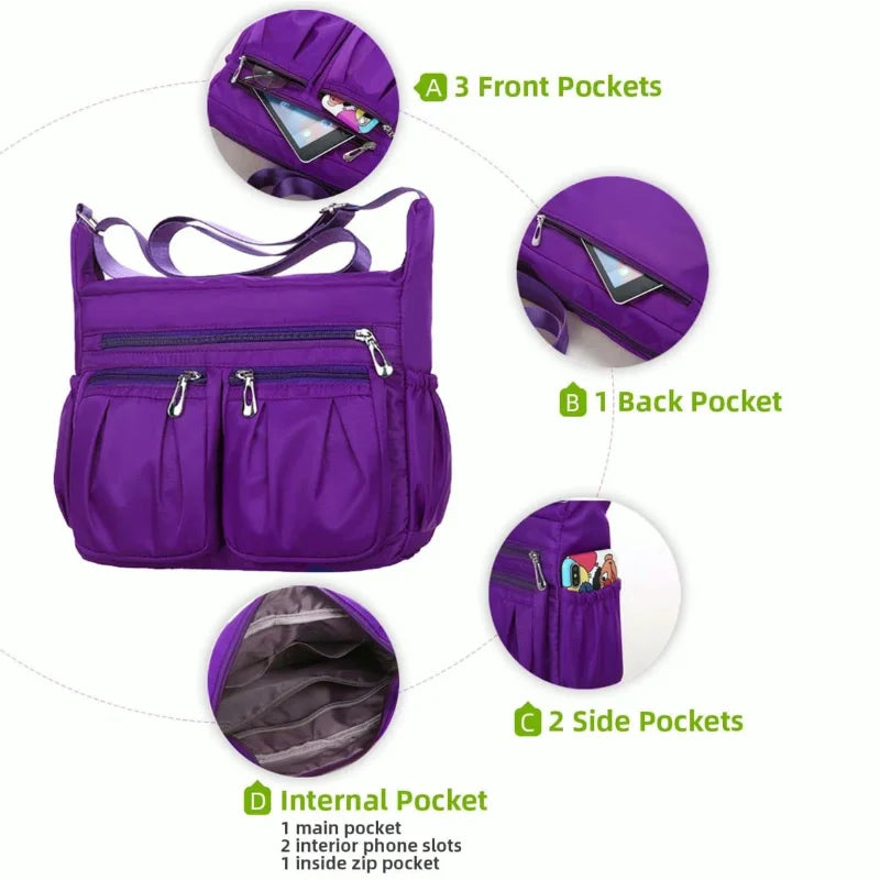 Women's Waterproof Nylon Crossbody Shoulder Bag