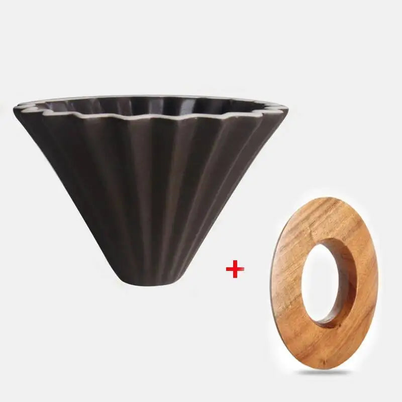 Ceramic Origami Pour-Over Coffee Dripper - Flower Shape Filter Cup