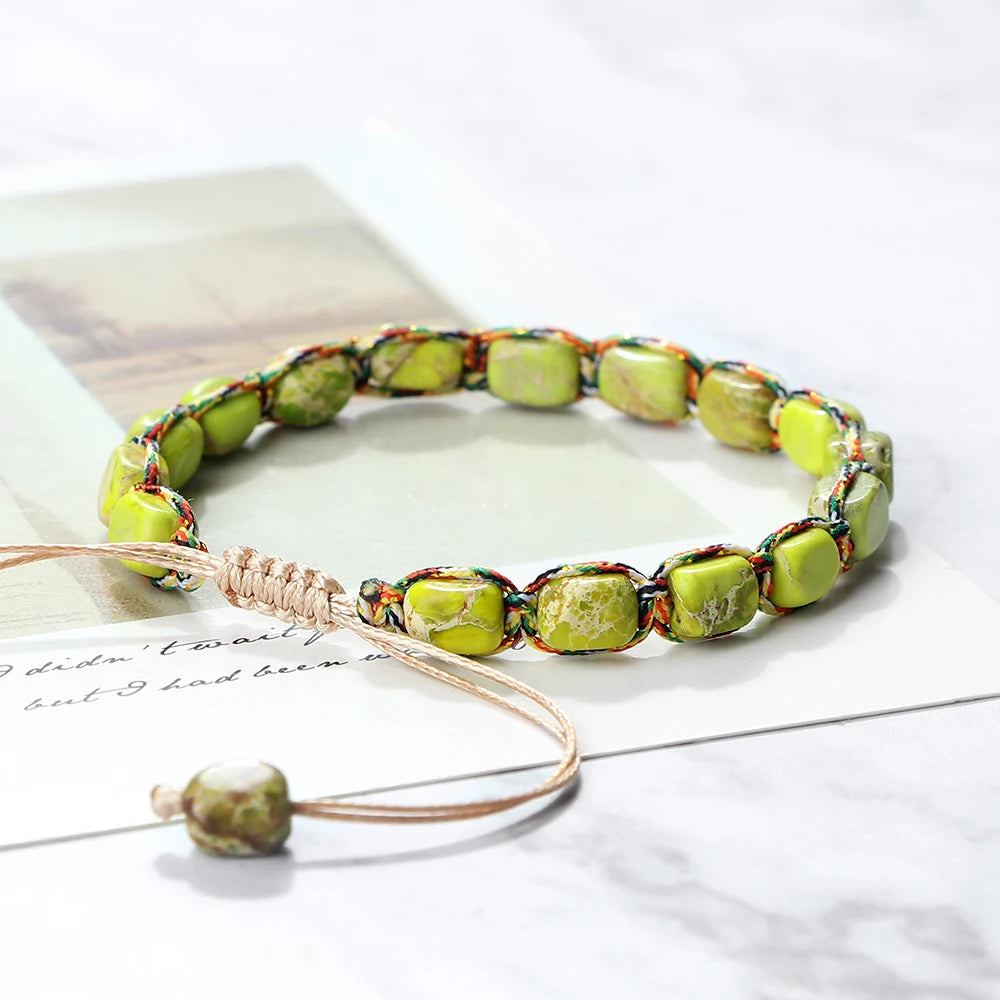 Imperial Stone Beaded Bracelet – Handmade Braided Friendship Jewelry for Women & Men