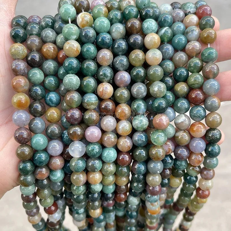 Natural Stone Beads Indian Agate Stone Round Ball Loose Beads 4 6 8 10 12MM for Jewelry Making Necklace DIY Bracelets Accessory