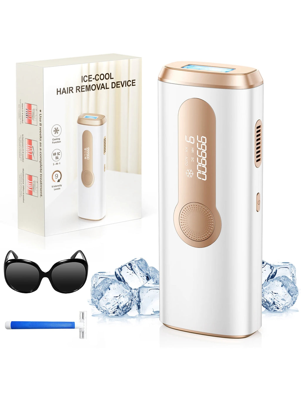 IPL Laser Hair Removal Device - Permanent & Painless for Men & Women