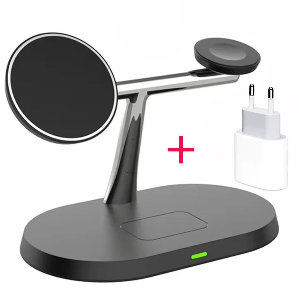3-in-1 Magnetic Wireless Charger Stand | 30W Fast Charging for iPhone, Apple Watch & AirPods