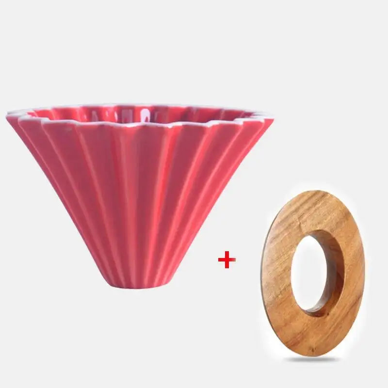 Ceramic Origami Pour-Over Coffee Dripper - Flower Shape Filter Cup