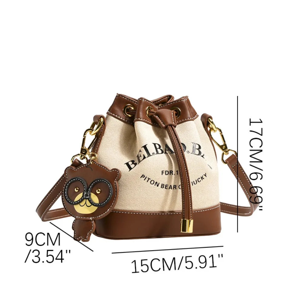 Women's Drawstring Bucket Crossbody Bag