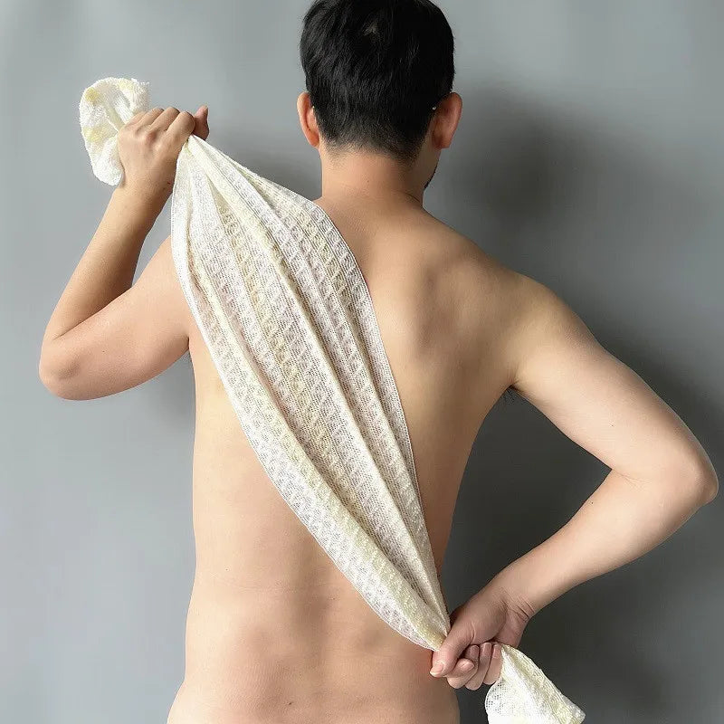 Japanese Exfoliating Bath Towel - Extra Long Back Scrubber, Two-Sided, Antibacterial