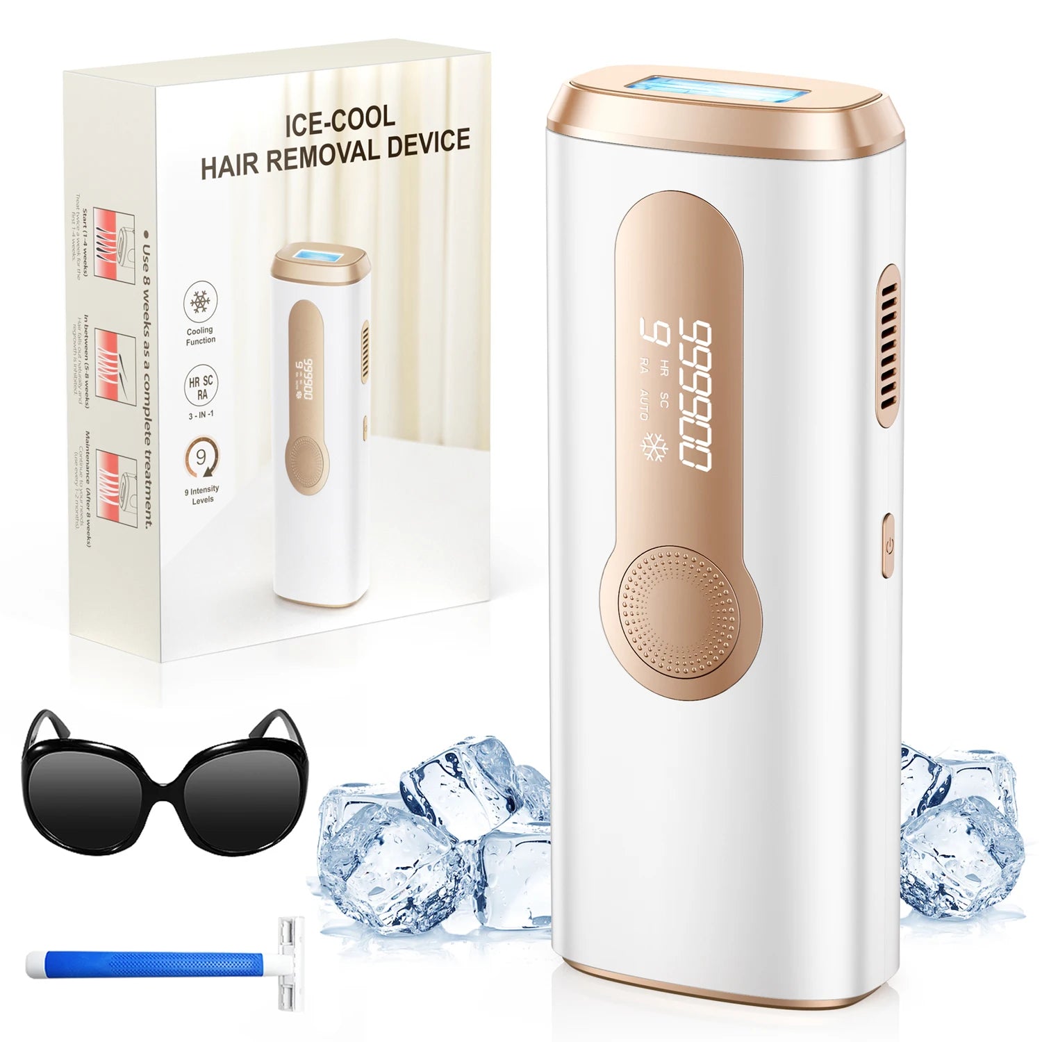 IPL Laser Hair Removal Device - Permanent & Painless for Men & Women