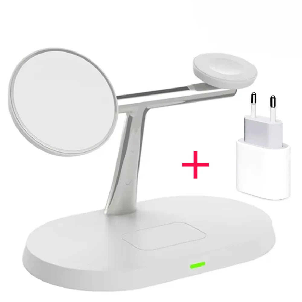3-in-1 Magnetic Wireless Charger Stand | 30W Fast Charging for iPhone, Apple Watch & AirPods
