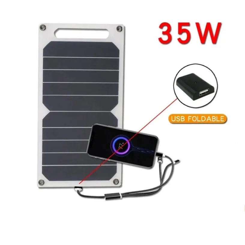 Portable Solar Panel USB Charger - Waterproof for Hiking & Camping
