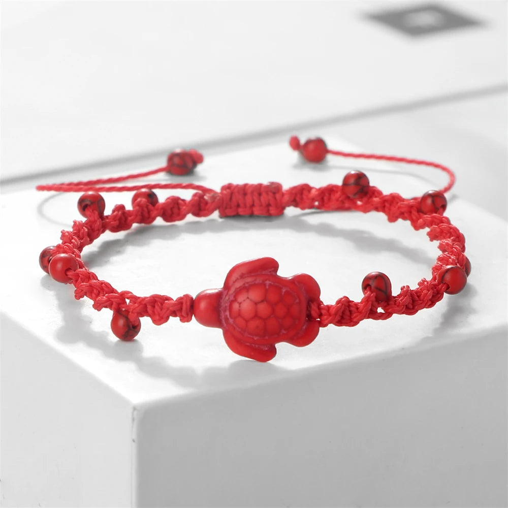 Natural Stone Braided Bracelet with Turtle Pendant – Handmade Healing Jewelry for Men & Women
