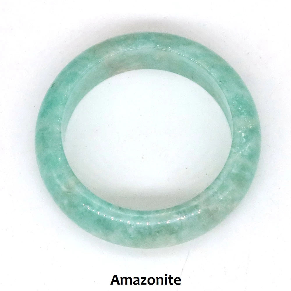 Natural Stone Crystal Band Rings for Women Men Amethyst Lapis Pink Quartz Agates Dainty Finger Ring Charm Jewelry Couple Gift