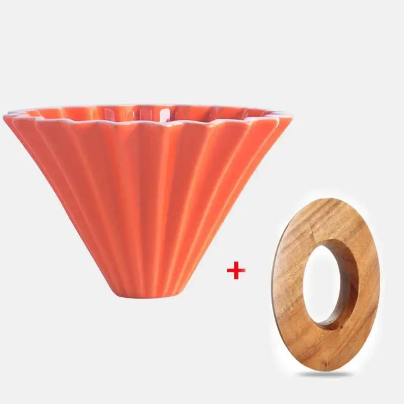 Ceramic Origami Pour-Over Coffee Dripper - Flower Shape Filter Cup