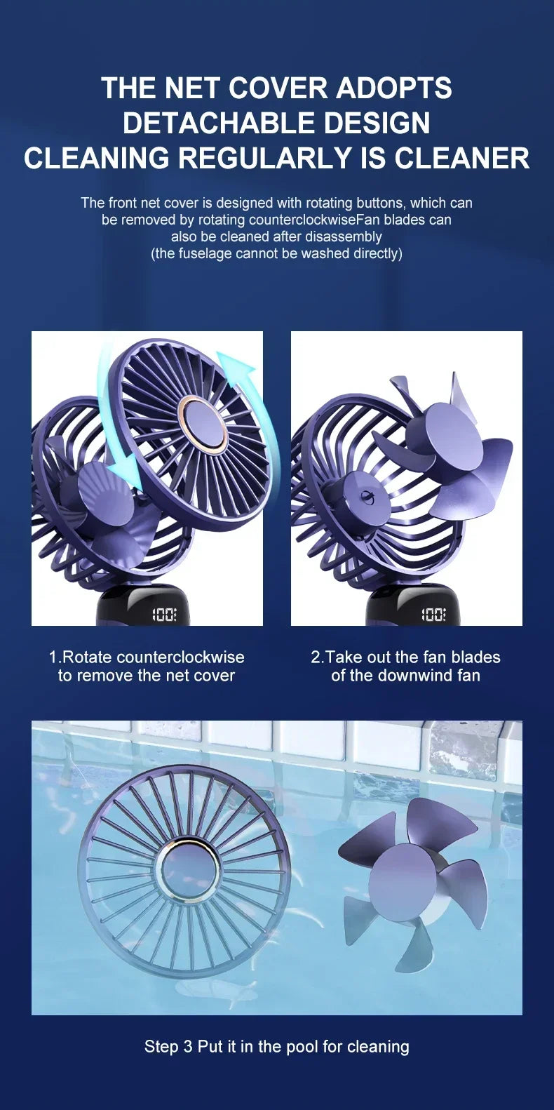 3-in-1 Neck Hanging & Handheld Fan with LED Display & Phone Stand
