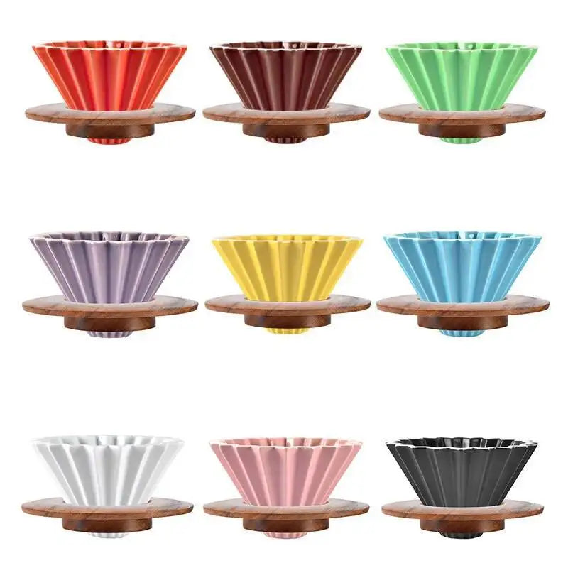 Ceramic Origami Pour-Over Coffee Dripper - Flower Shape Filter Cup