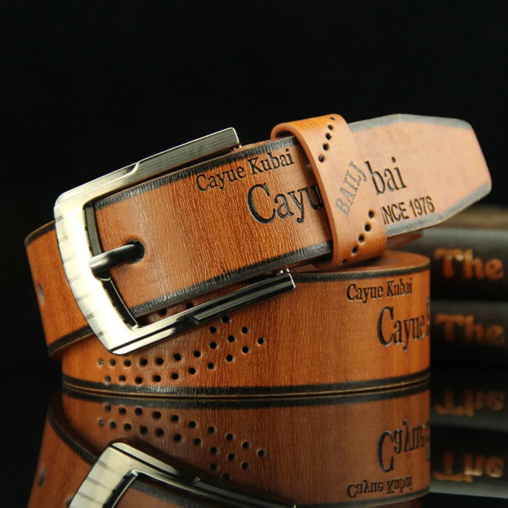 Men's Classic PU Leather Belt with Alloy Buckle
