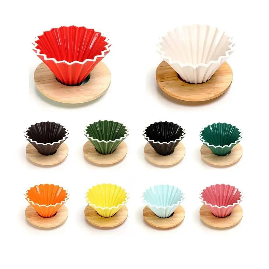 Ceramic Origami Pour-Over Coffee Dripper - Flower Shape Filter Cup