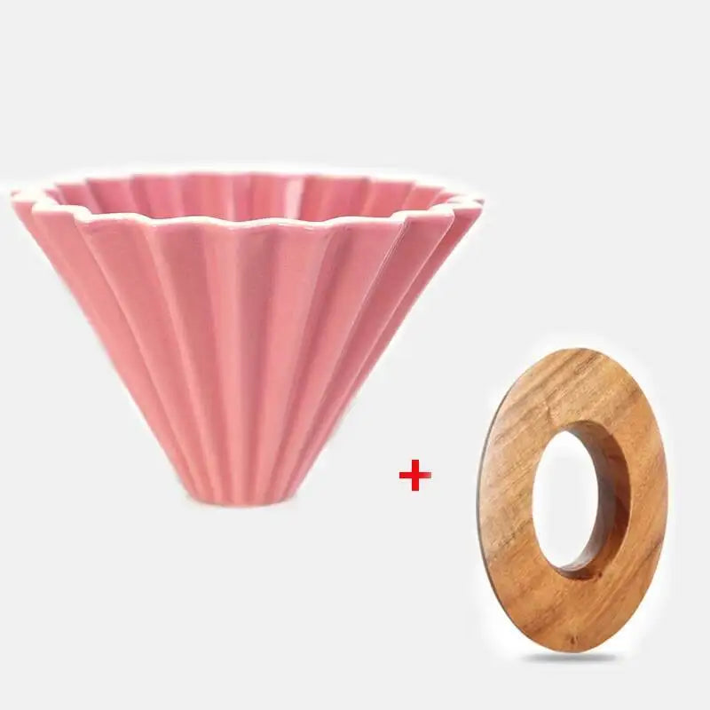 Ceramic Origami Pour-Over Coffee Dripper - Flower Shape Filter Cup