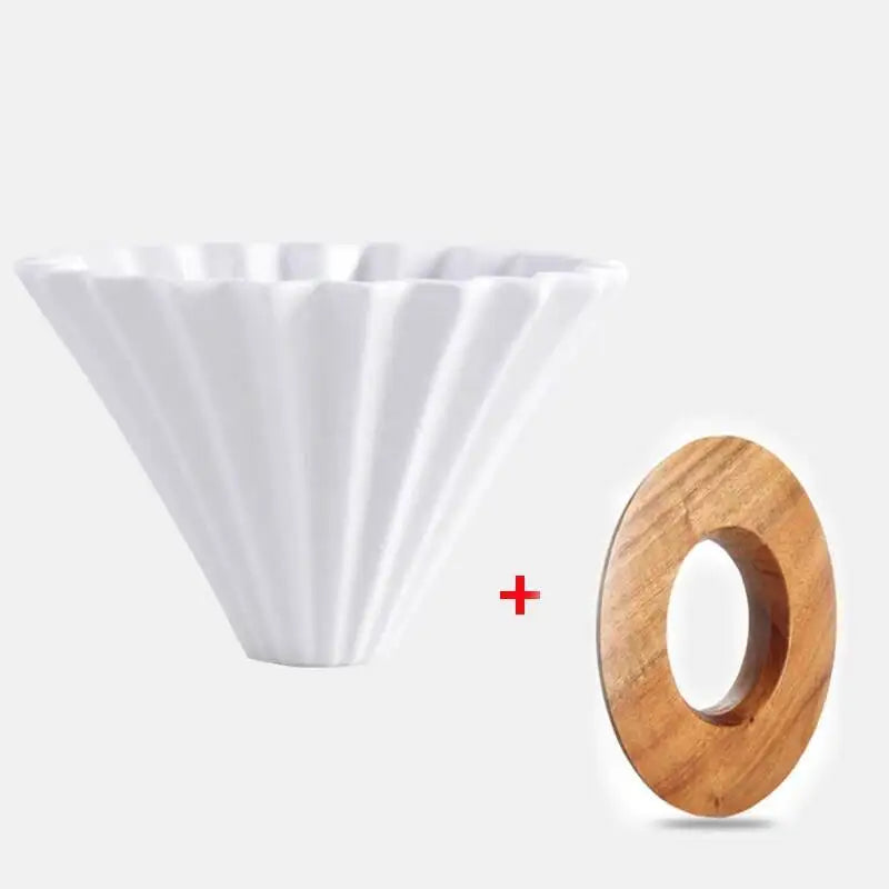 Ceramic Origami Pour-Over Coffee Dripper - Flower Shape Filter Cup