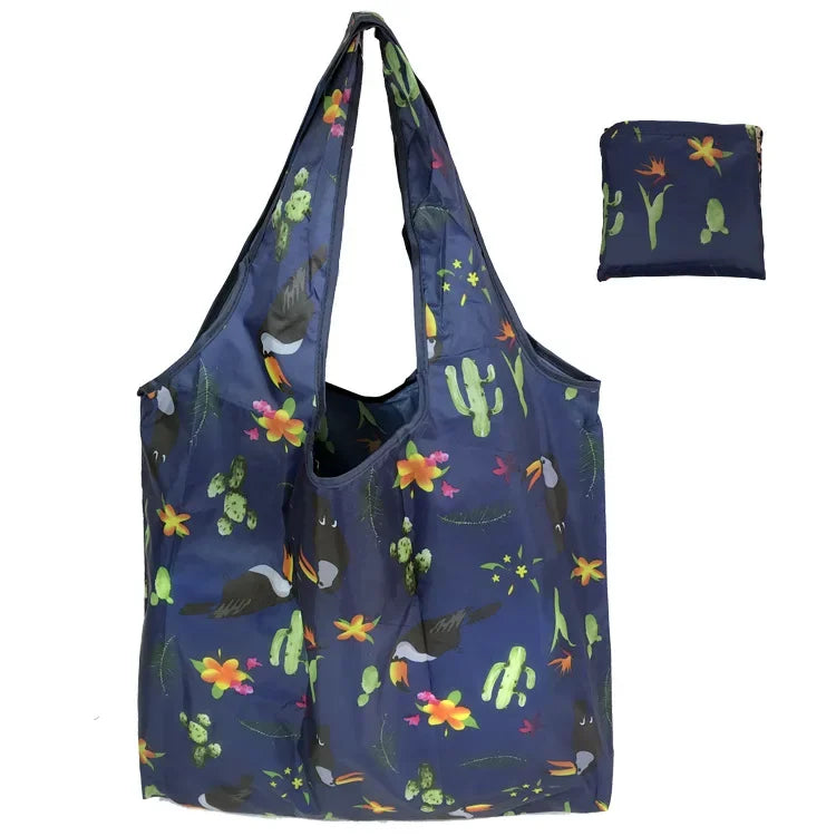 Foldable Large Shopping Storage Bags for Groceries Recyclable Grocery Tote Pouch Eco-Friendly Heavy Duty Washable Shopper Bag