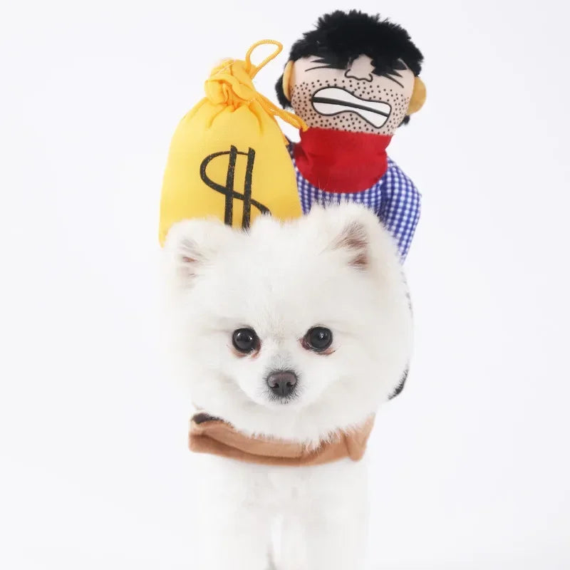 3-Piece Halloween Dog Cosplay Costume Set with Wig Hat & Prop