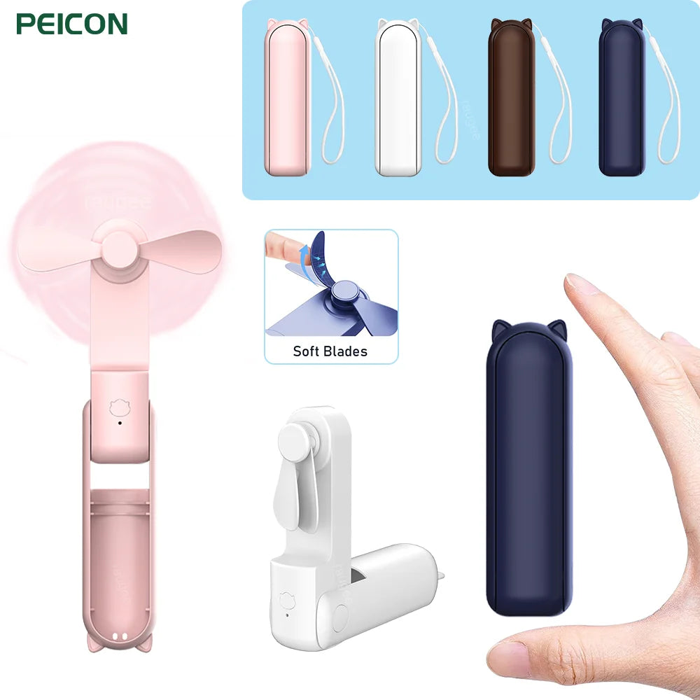Mini Portable Rechargeable Handheld Fan with Power Bank
