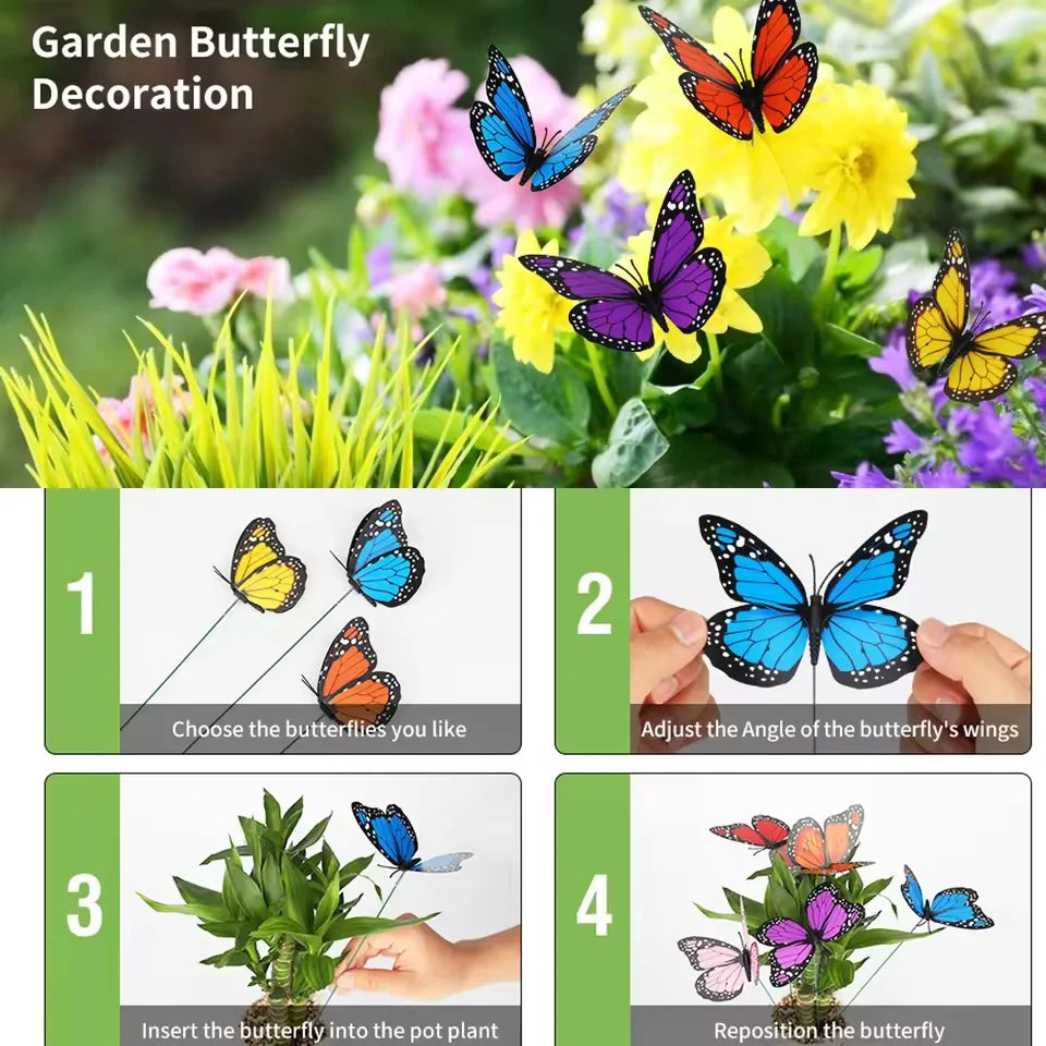 3D Butterfly Garden Stakes - Multicolor Decorative Yard & Planter Decor