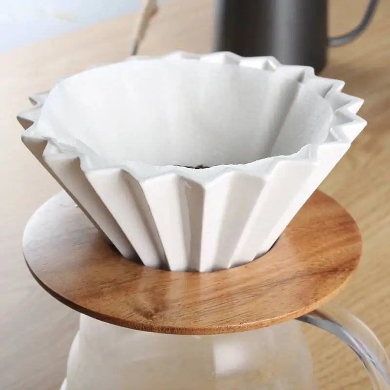 Ceramic Origami Pour-Over Coffee Dripper - Flower Shape Filter Cup