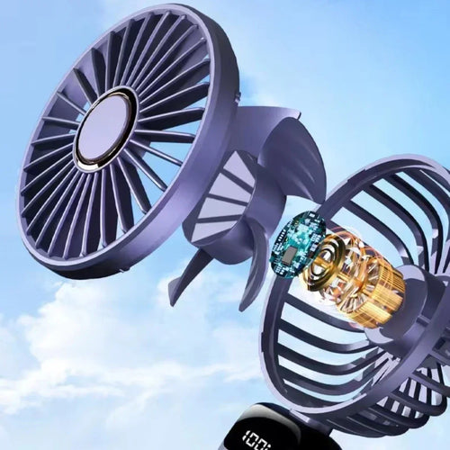 5-Speed Rechargeable Handheld Fan with LED Display & Aromatherapy
