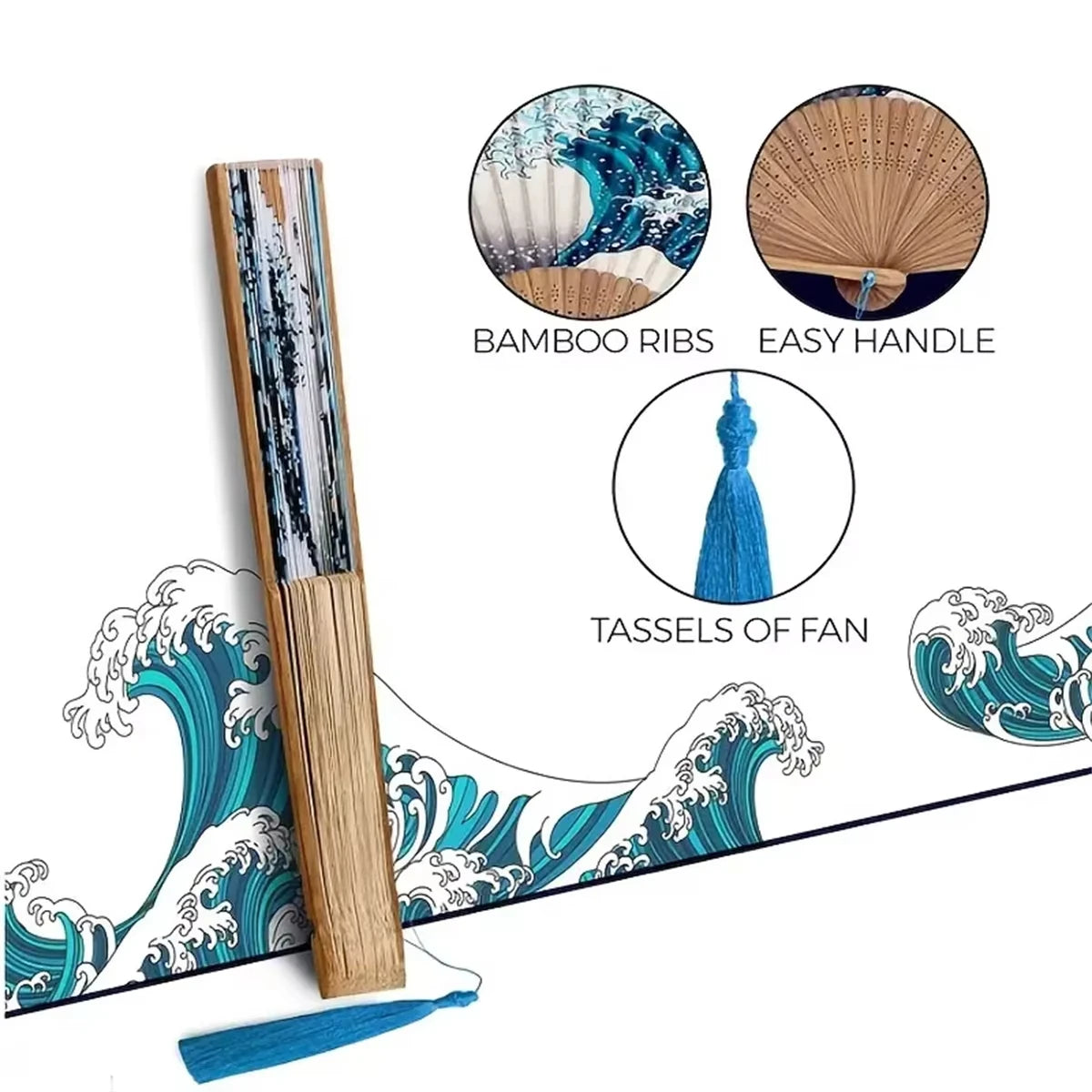 Handheld Folding Ancient Style Fan with Tassel
