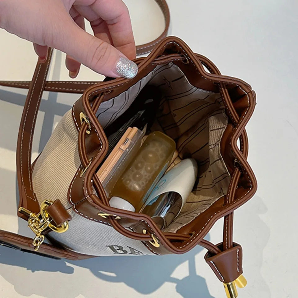 Women's Drawstring Bucket Crossbody Bag